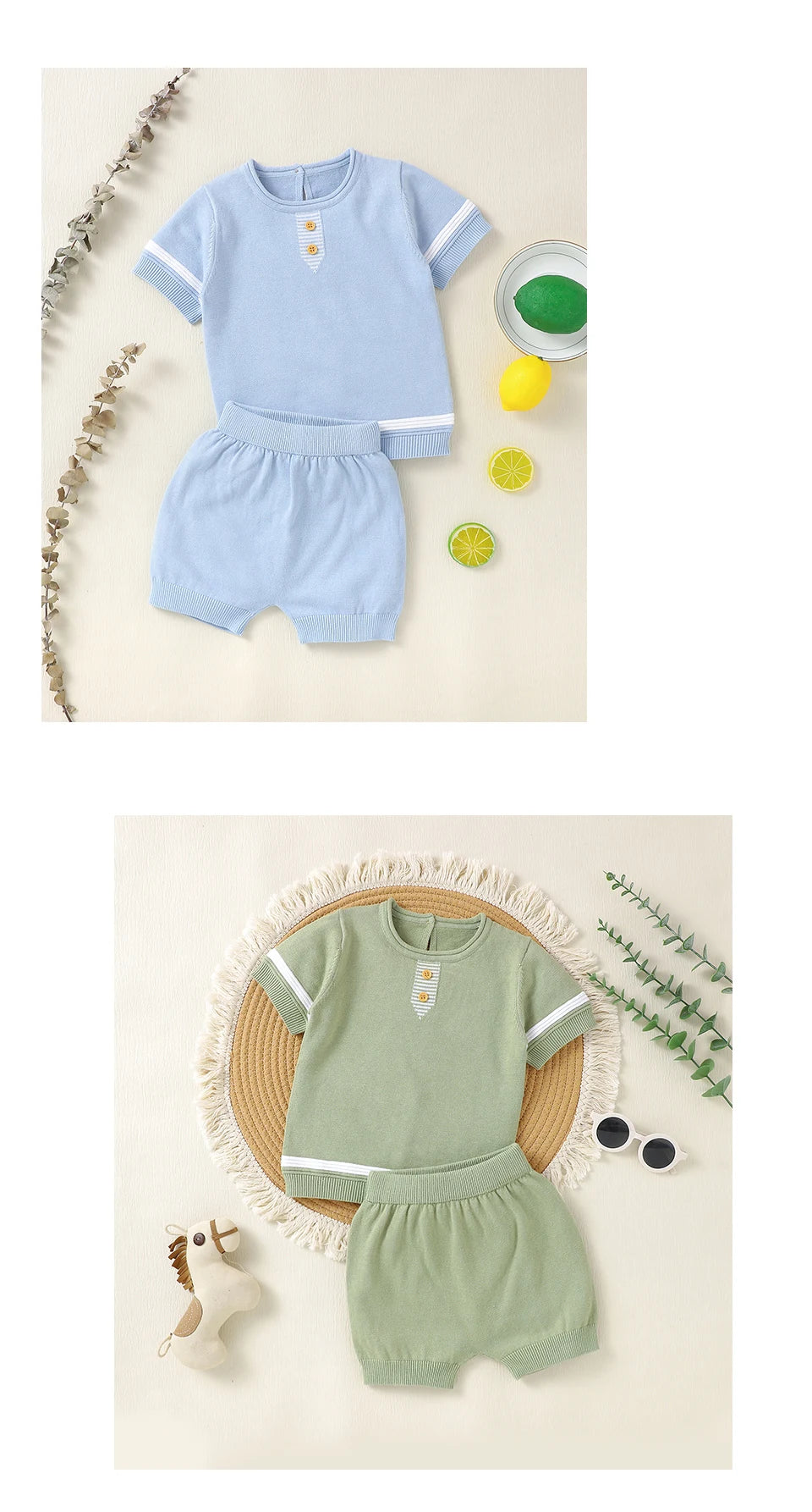 Summer Baby Short Sleeve Clothes Sets Casual Outerwear Newborn Boys Tee Shirts+Shorts Outfits Toddler Infant Knitted Sport Suits