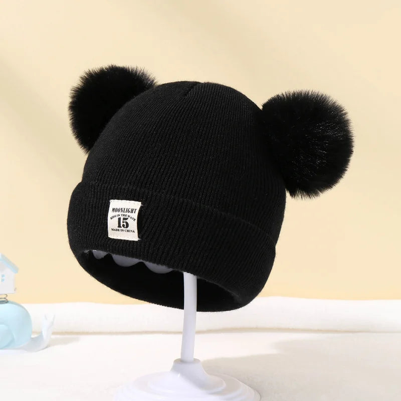 Solid Color Wool Knitted Bonnet Bebe Newborn Baby Hat Pompom Cute Winter Hat For Kids Boys Girls Children Warm Beanie Cap 0-3Y