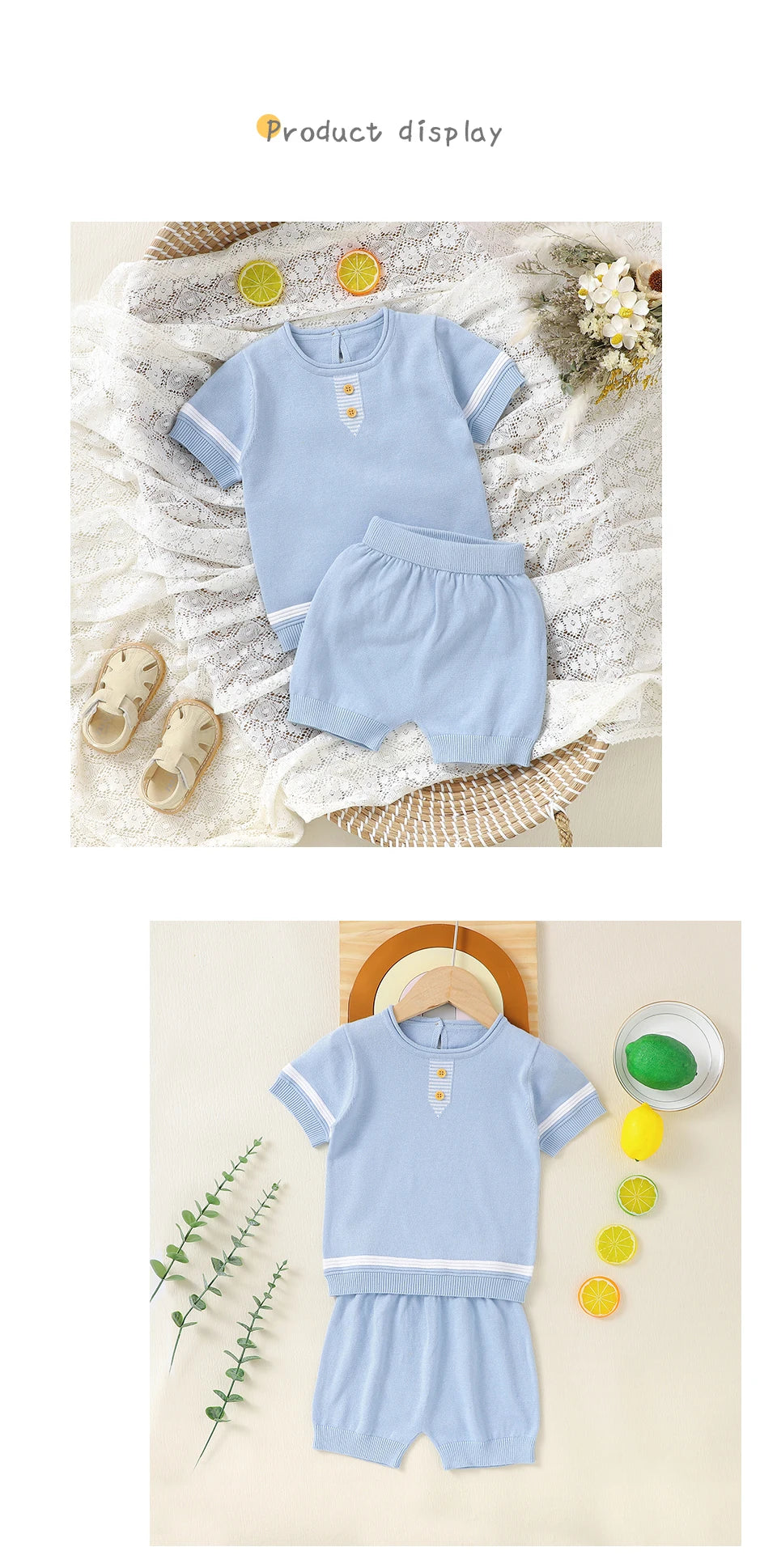 Summer Baby Short Sleeve Clothes Sets Casual Outerwear Newborn Boys Tee Shirts+Shorts Outfits Toddler Infant Knitted Sport Suits