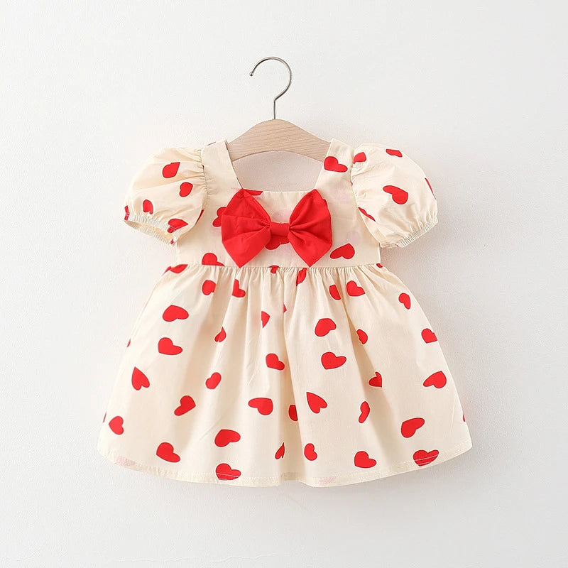 Heart Toddler Girls' Baby Clothes Spring Summer Floral Dresses Costume Girls Baby Clothing Straight Long Sleeve Dress