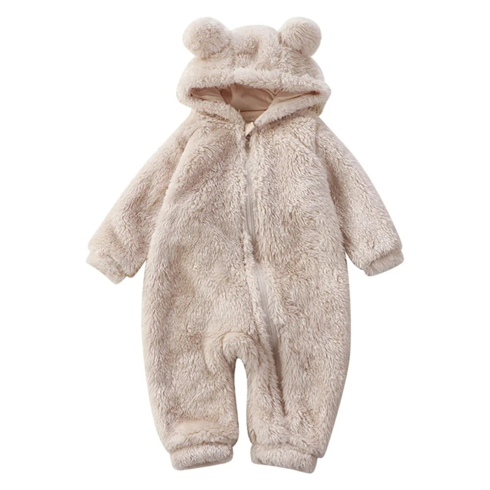 Winter Baby Clothes Cute Cartoon Bear Baby Rompers Pajamas Cotton Infant Boy Girls Animal Costume Zipper Jumpsuit 0-24 Months