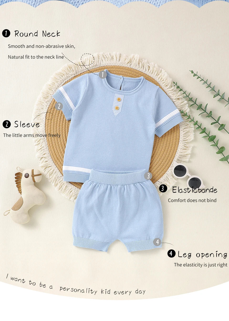 Summer Baby Short Sleeve Clothes Sets Casual Outerwear Newborn Boys Tee Shirts+Shorts Outfits Toddler Infant Knitted Sport Suits