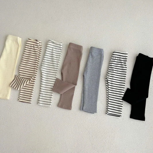 0-3T Baby Pant Girls All-match Striped Skinny Leggings Kids Cotton Elasticity Slim Pants Newborn Boy Stretch Trousers