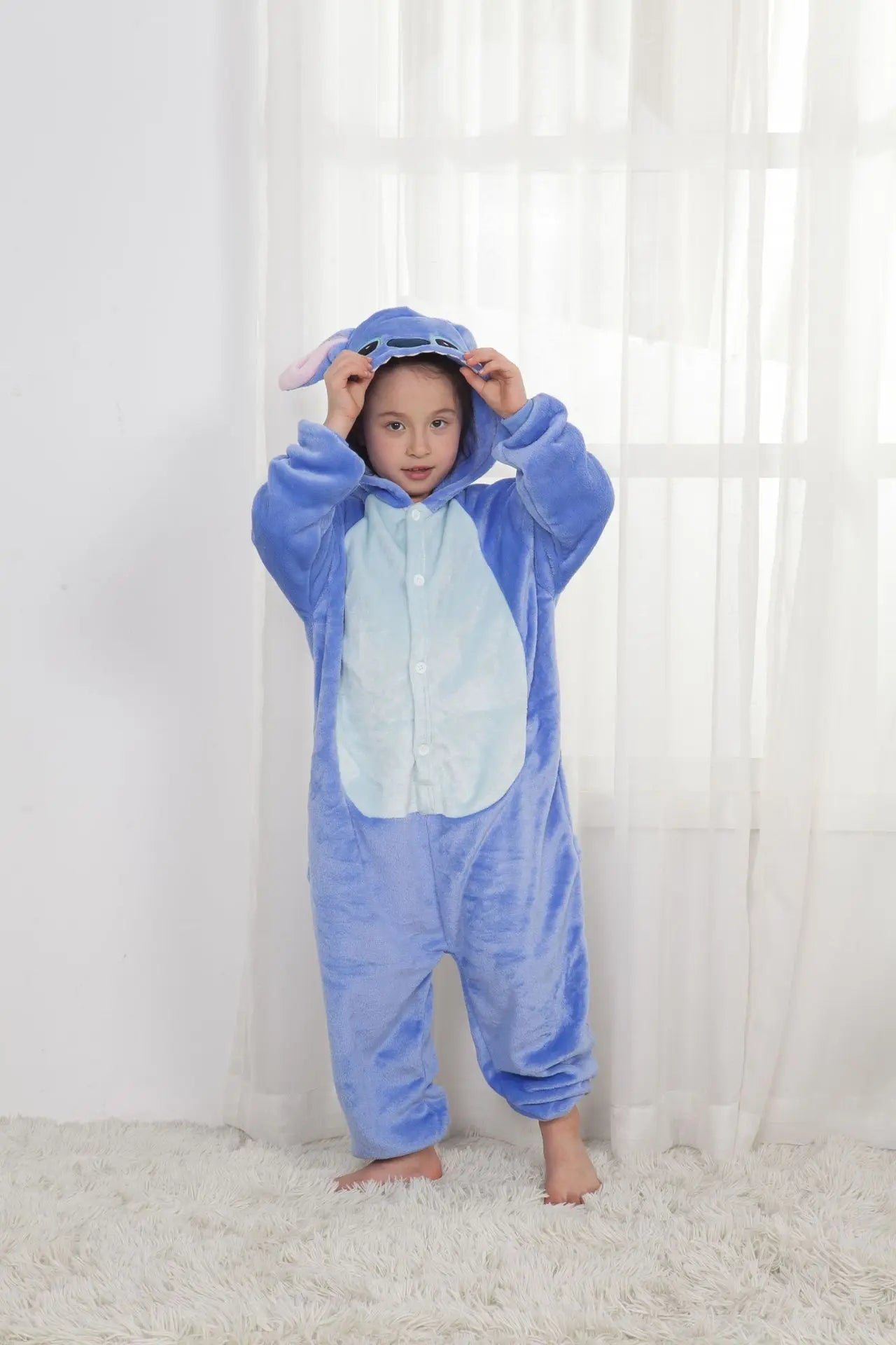 Disney Kids Lilo Stitch Cosplay Costumes Jumpsuit Kigurumi Clothes Stitch Child Hooded Loungewear Halloween Boys Girls Clothes