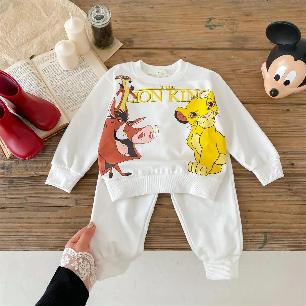 Cartoon Printed Baby Boy Tracksuit Kids Clothing Loose Fashion Children's Wear Suit Toddler Sweatshirt Pants Outfits DISNEY