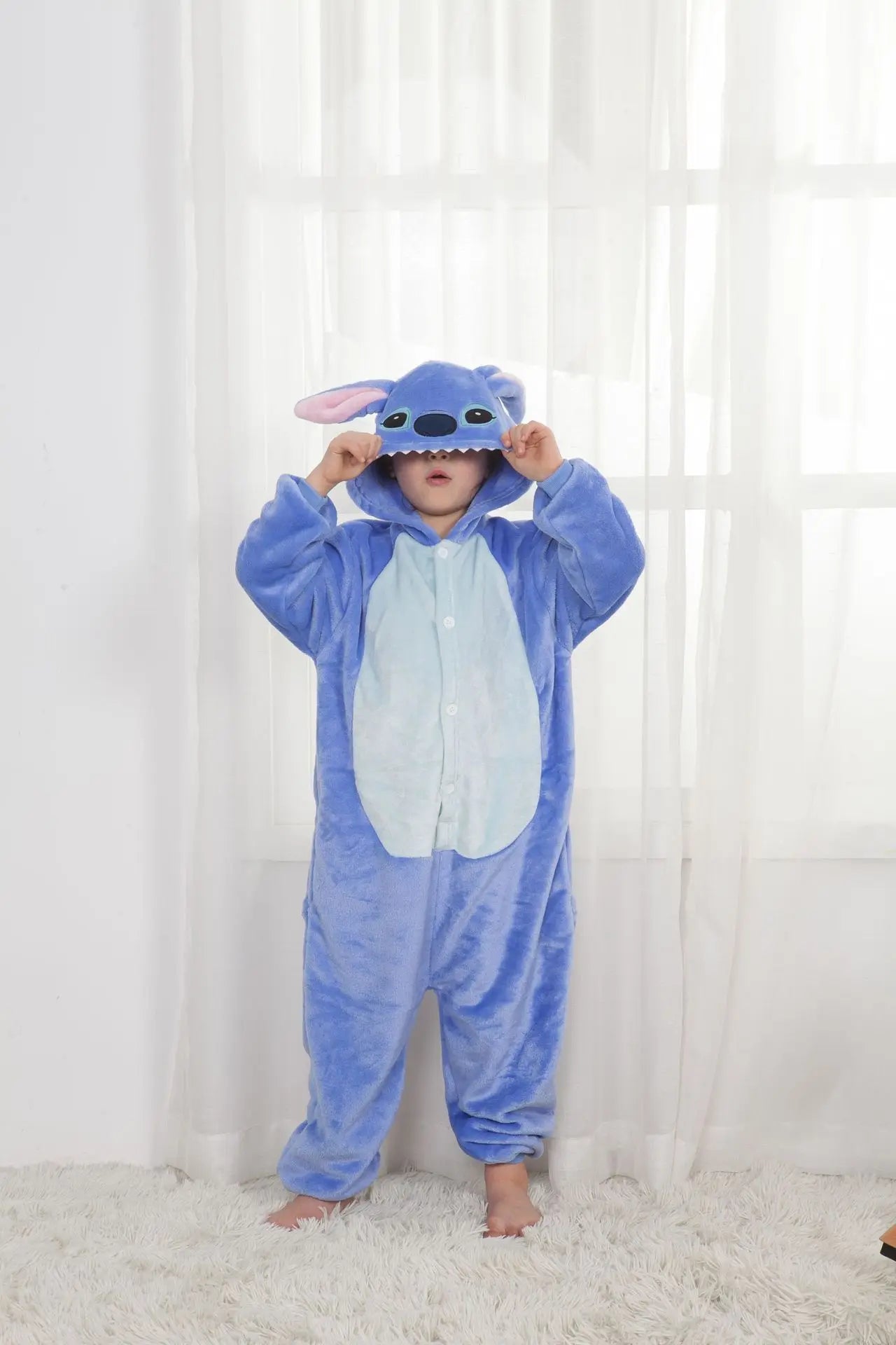 Disney Kids Lilo Stitch Cosplay Costumes Jumpsuit Kigurumi Clothes Stitch Child Hooded Loungewear Halloween Boys Girls Clothes