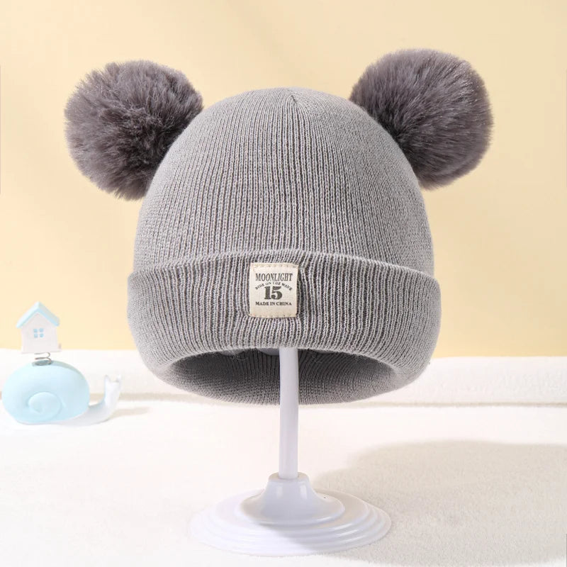 Solid Color Wool Knitted Bonnet Bebe Newborn Baby Hat Pompom Cute Winter Hat For Kids Boys Girls Children Warm Beanie Cap 0-3Y