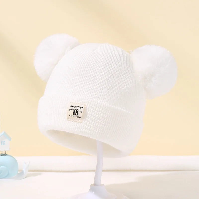 Solid Color Wool Knitted Bonnet Bebe Newborn Baby Hat Pompom Cute Winter Hat For Kids Boys Girls Children Warm Beanie Cap 0-3Y