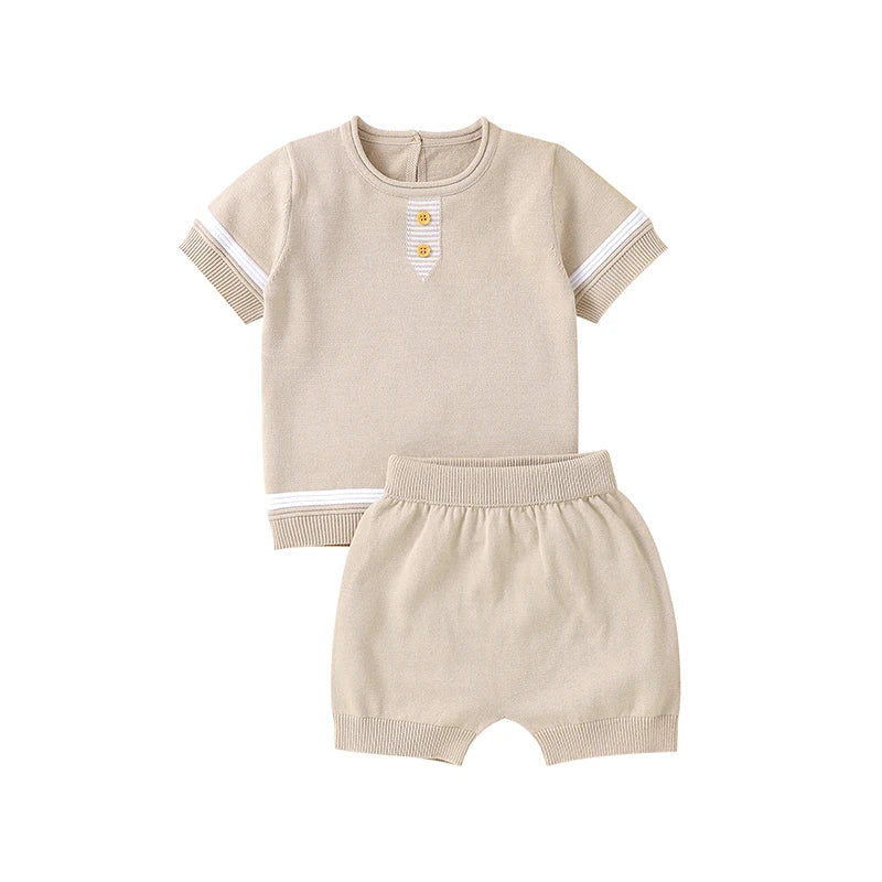 Summer Baby Short Sleeve Clothes Sets Casual Outerwear Newborn Boys Tee Shirts+Shorts Outfits Toddler Infant Knitted Sport Suits