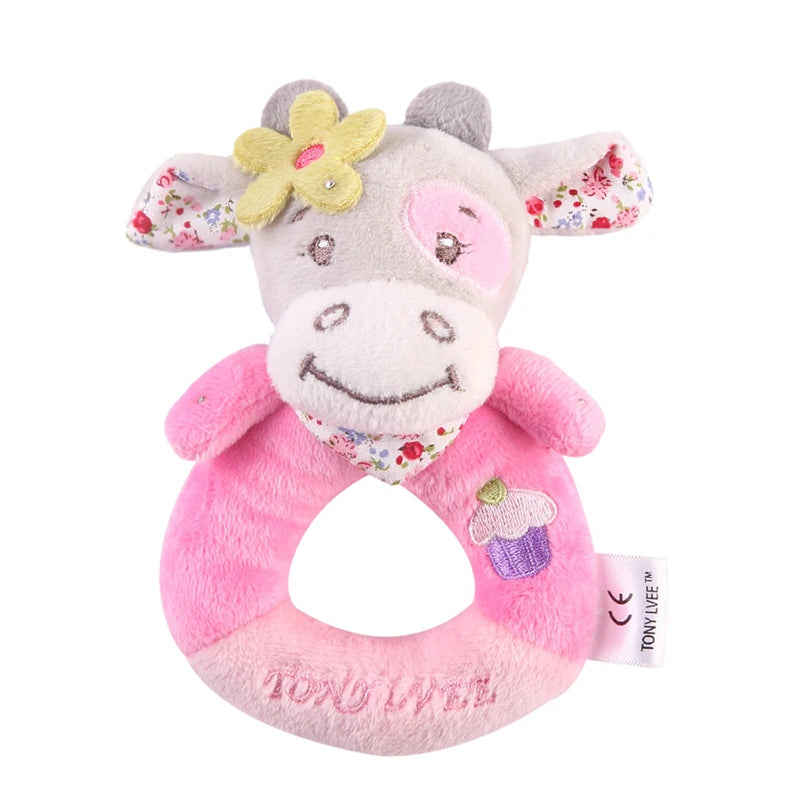 Cute Baby Rattle Toys Elephant Plush Infant Cartoon Bed Toys for Newborn 0-24 Months Educational Toy Bear Hand Ring Bell Teether