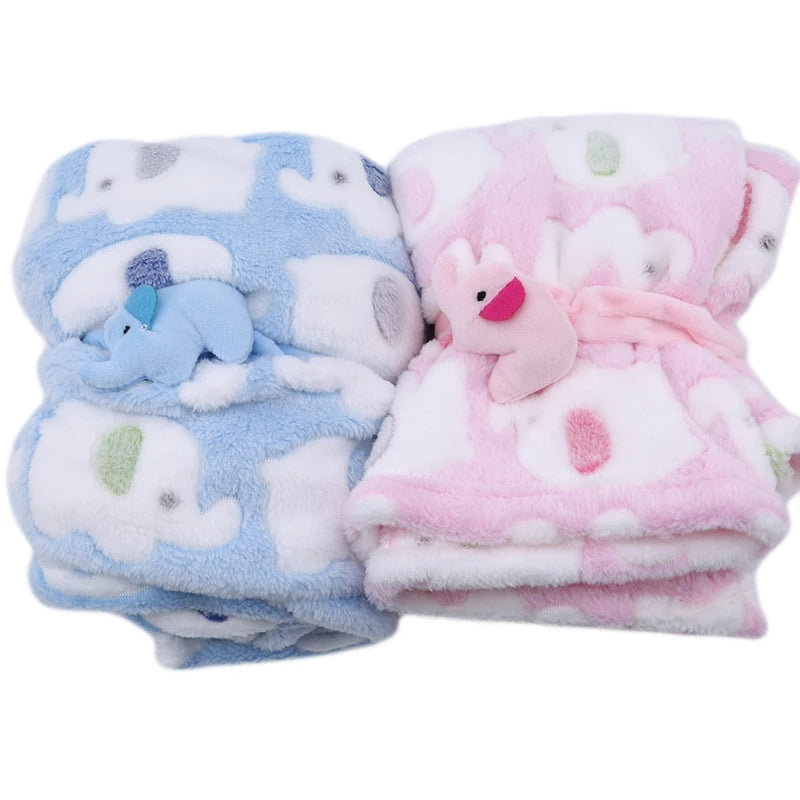 Cartoon Baby Blanket Cute Elephant Baby Products Newborn Elephant Air Conditioning Quilt Coral Velvet Pillow Quilt Dual-Use