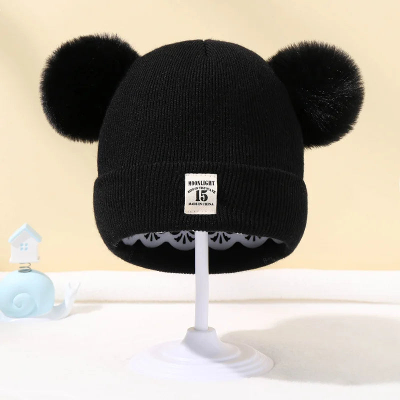 Solid Color Wool Knitted Bonnet Bebe Newborn Baby Hat Pompom Cute Winter Hat For Kids Boys Girls Children Warm Beanie Cap 0-3Y