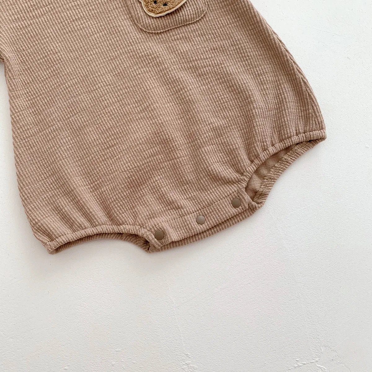 2025 Baby Summer Newborn Baby Boys Bodysuit Bear Round neck Short Sleeve Solid Cotton Triangle Romper Toddler Boys Jumpsuit