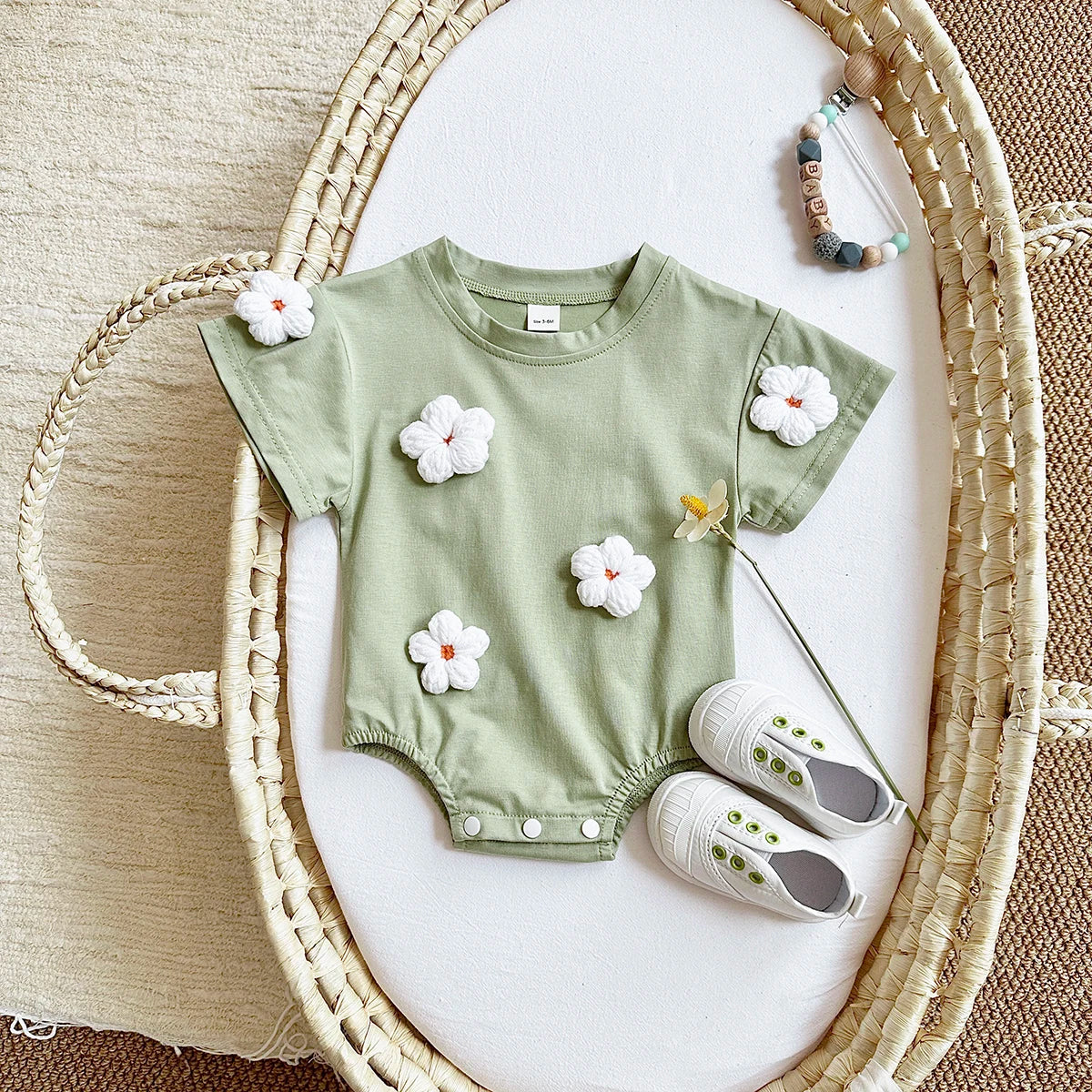 Ins Newborn Baby Girls Summer Rompers Boys Short Sleeved Triangle Jumpsuit Cute Clouds Toddler Bodysuit 0-18 Months