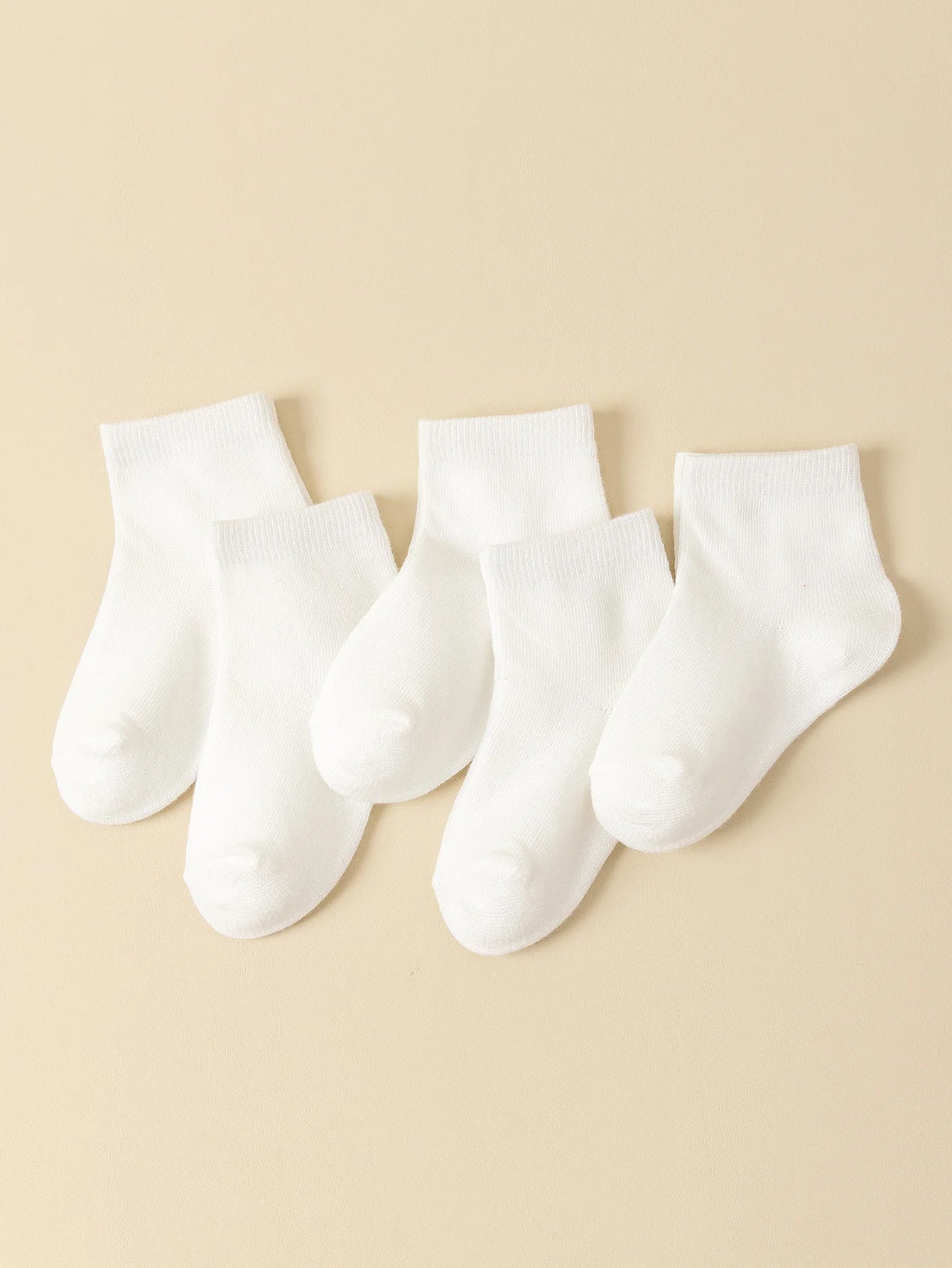 5Pairs Baby Socks Infant Cartoon Solid Color Soft And Comfortable White Mid-Calf Socks For Daily Life