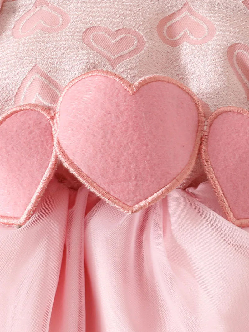 Valentine's Day Baby Heart Bodysuit Cute Newborn Tulle Skirt Infant Puff Short Sleeve Toddler One Piece Summer Baby Clothes