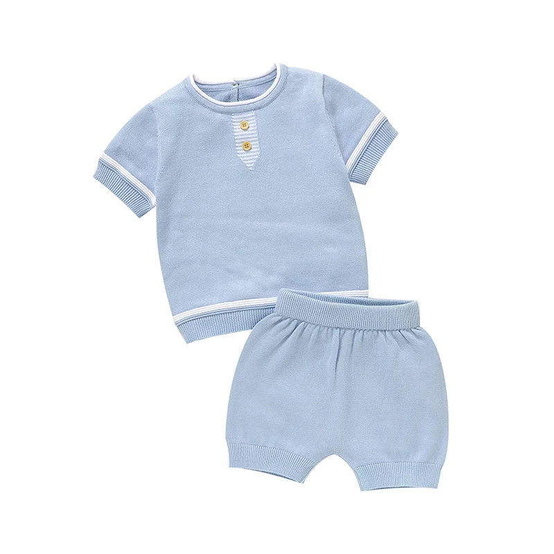 Summer Baby Short Sleeve Clothes Sets Casual Outerwear Newborn Boys Tee Shirts+Shorts Outfits Toddler Infant Knitted Sport Suits