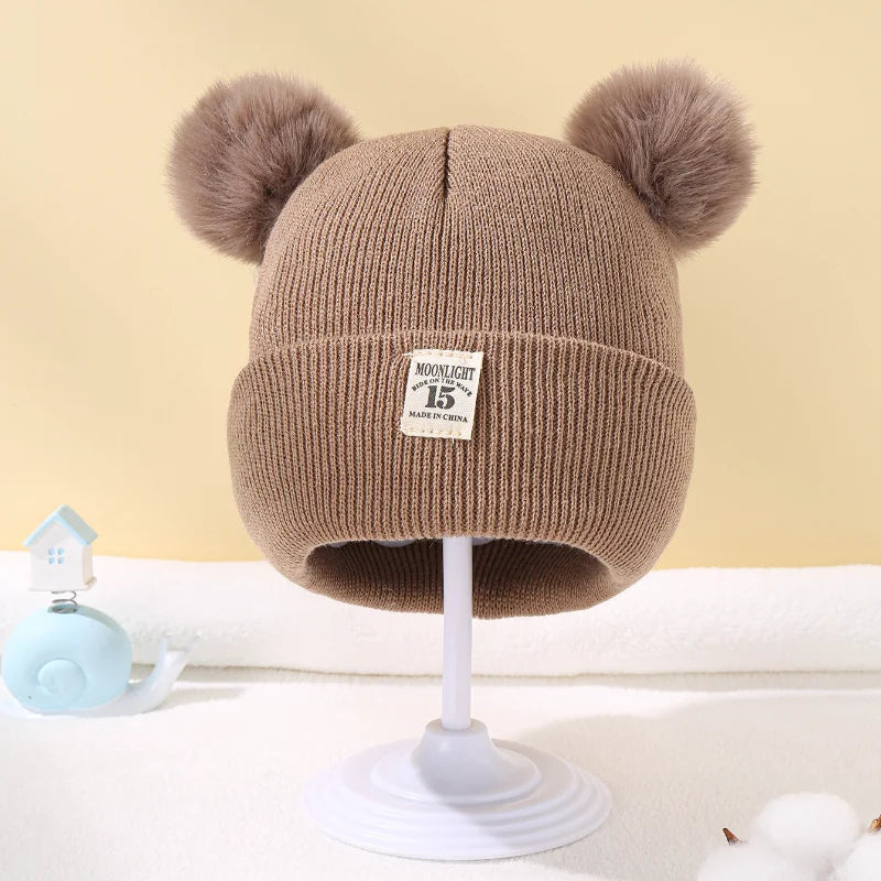 Solid Color Wool Knitted Bonnet Bebe Newborn Baby Hat Pompom Cute Winter Hat For Kids Boys Girls Children Warm Beanie Cap 0-3Y