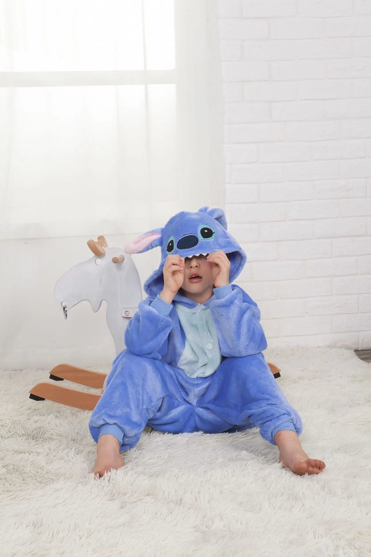 Disney Kids Lilo Stitch Cosplay Costumes Jumpsuit Kigurumi Clothes Stitch Child Hooded Loungewear Halloween Boys Girls Clothes