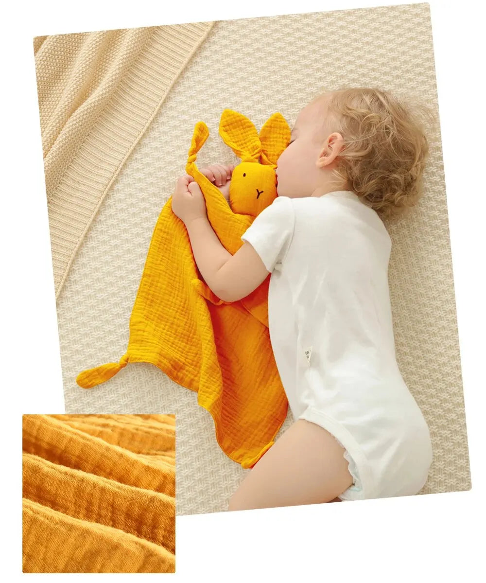 Muslin Baby Comfort Towel Cotton Comforter Blanket Soft Newborn Sleeping Dolls Kids Fashion Sleep Toy Soothe Appease Towel Bibs