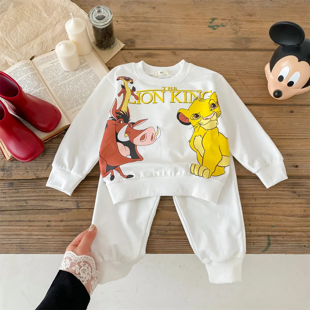 Cartoon Printed Baby Boy Tracksuit Kids Clothing Loose Fashion Children's Wear Suit Toddler Sweatshirt Pants Outfits DISNEY