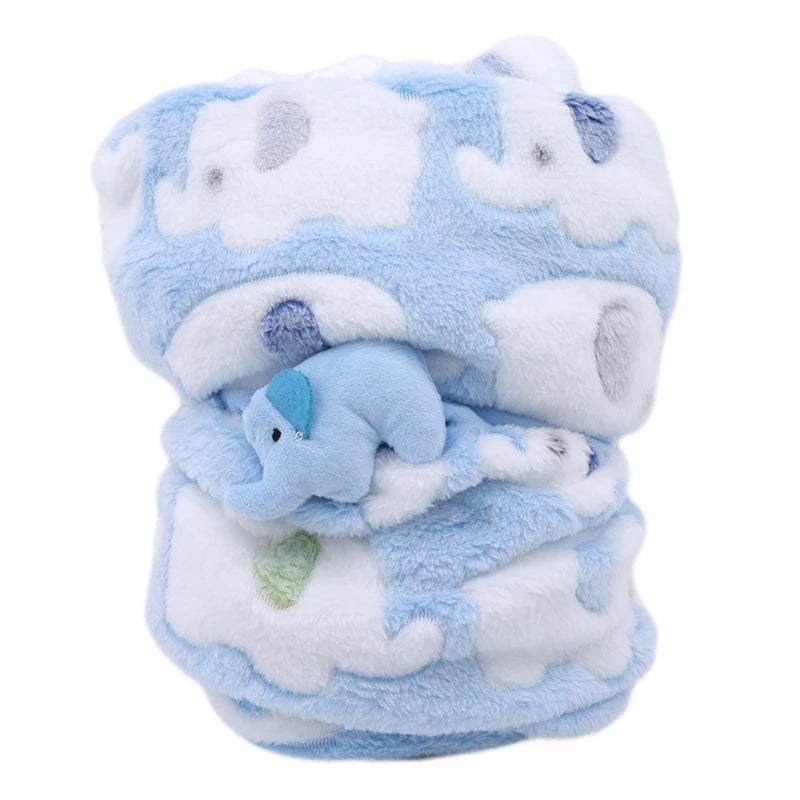 Cartoon Baby Blanket Cute Elephant Baby Products Newborn Elephant Air Conditioning Quilt Coral Velvet Pillow Quilt Dual-Use