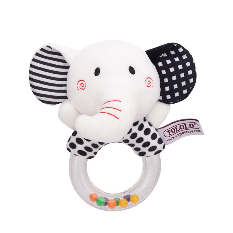 Cute Baby Rattle Toys Elephant Plush Infant Cartoon Bed Toys for Newborn 0-24 Months Educational Toy Bear Hand Ring Bell Teether