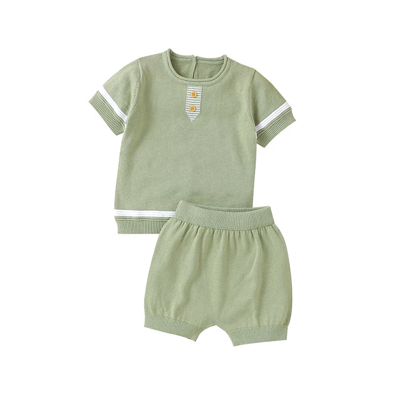 Summer Baby Short Sleeve Clothes Sets Casual Outerwear Newborn Boys Tee Shirts+Shorts Outfits Toddler Infant Knitted Sport Suits